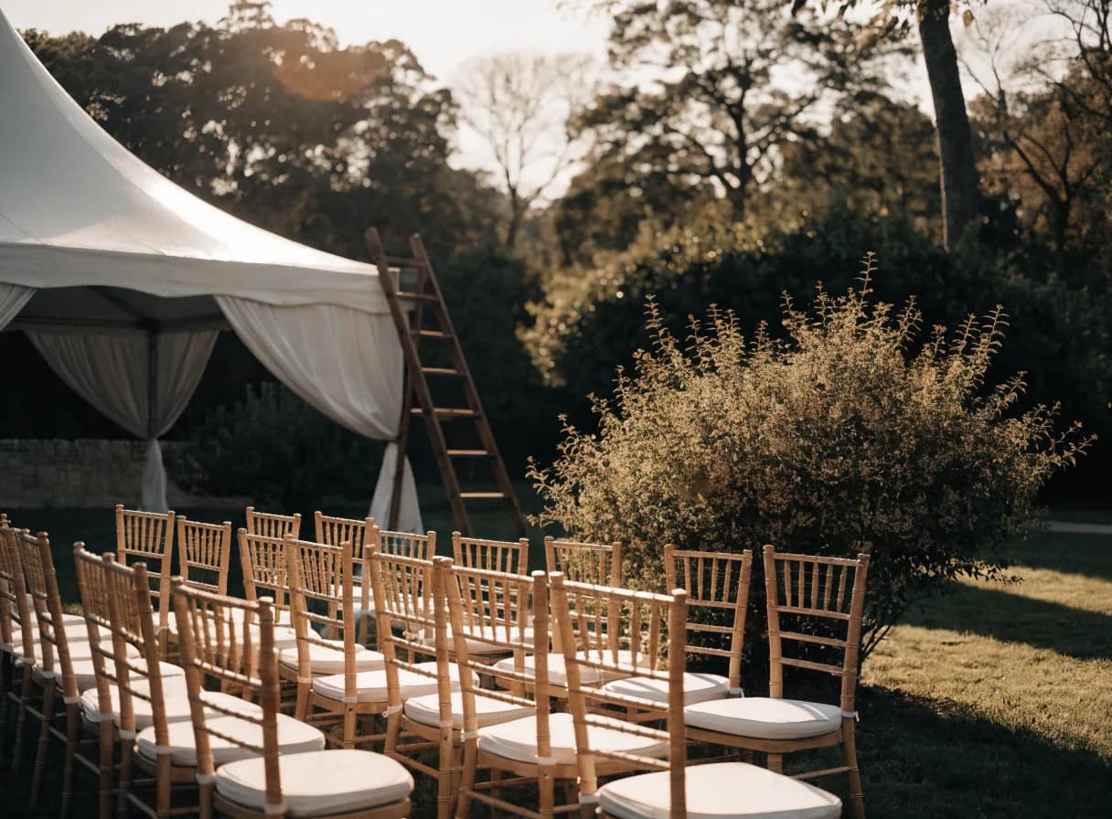 Montaje de un matrimonio al aire libre